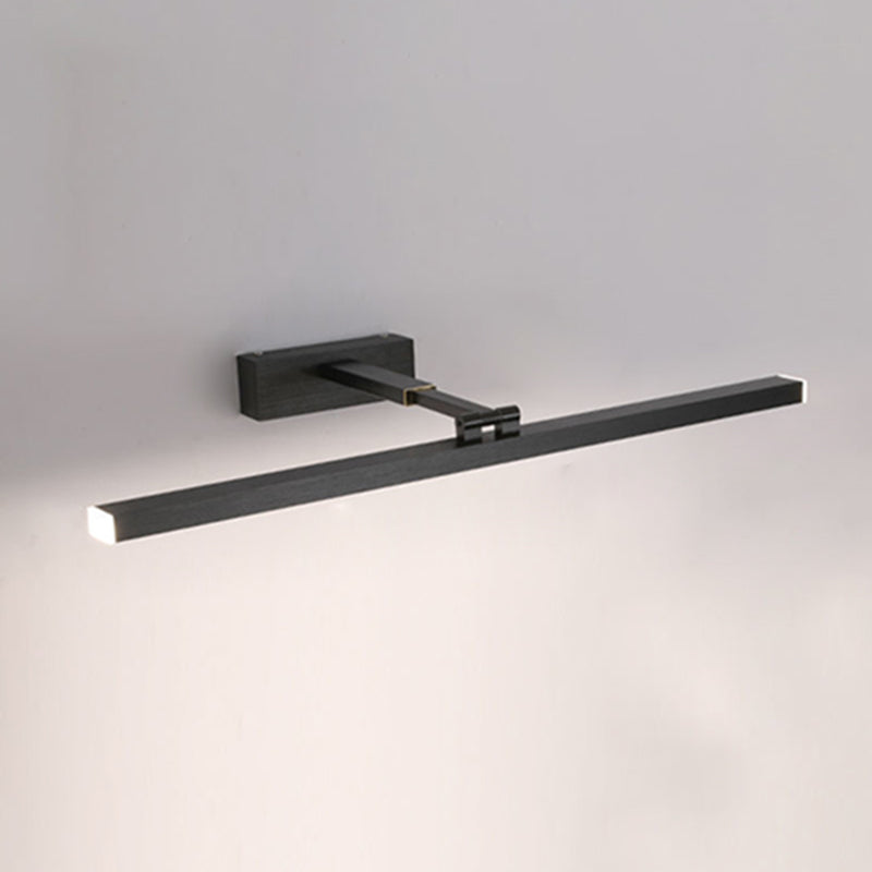 Linear Shape Metal Wall Sconce Modern 1 Light Mirror Swing Arm Wall Light Sconces in Black