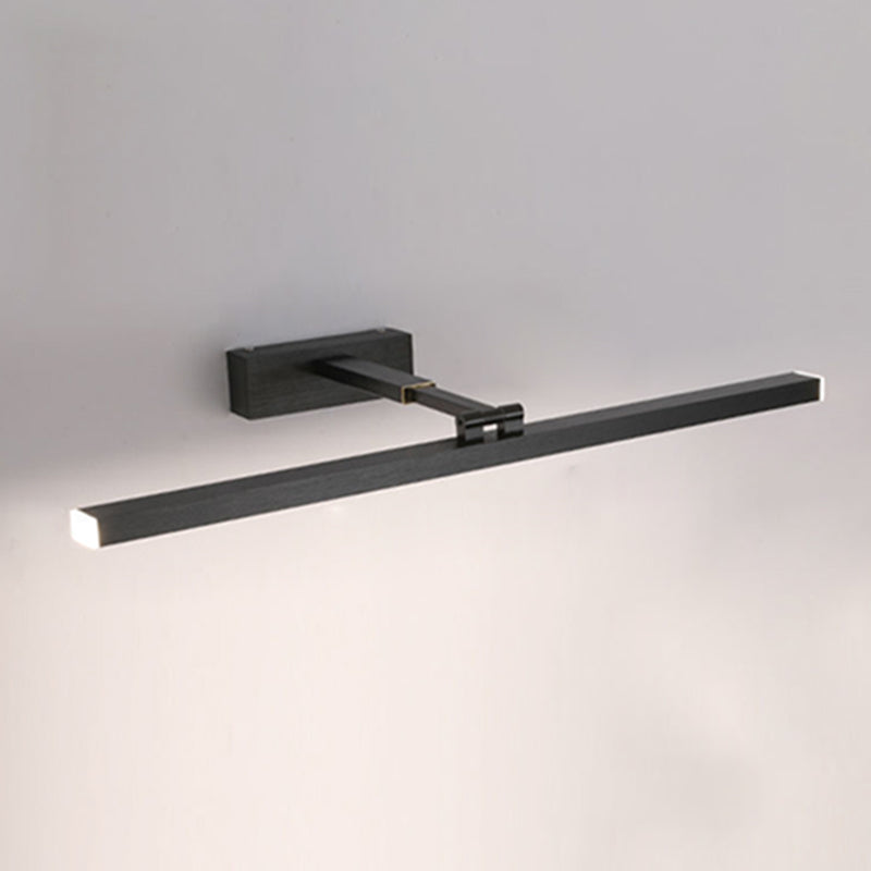 Linear Shape Metal Wall Sconce Modern 1 Light Mirror Swing Arm Wall Light Sconces in Black