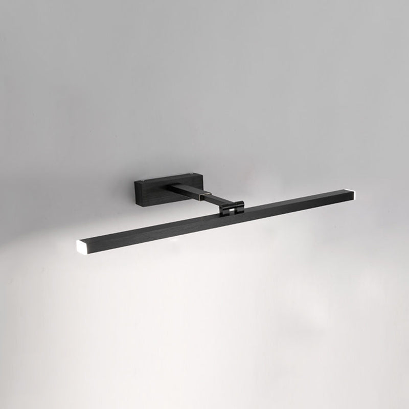 Linear Shape Metal Wall Sconce Modern 1 Light Mirror Swing Arm Wall Light Sconces in Black