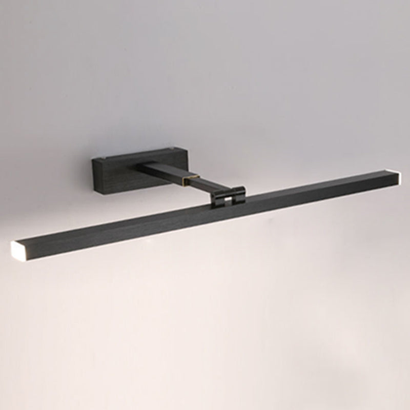 Linear Shape Metal Wall Sconce Modern 1 Light Mirror Swing Arm Wall Light Sconces in Black