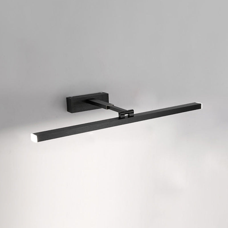 Linear Shape Metal Wall Sconce Modern 1 Light Mirror Swing Arm Wall Light Sconces in Black