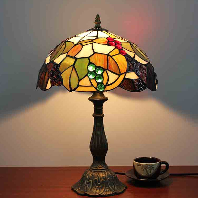 Tiffany Style Table Lamp 1-Light Desk Lamp with Glass Shade for Bedroom