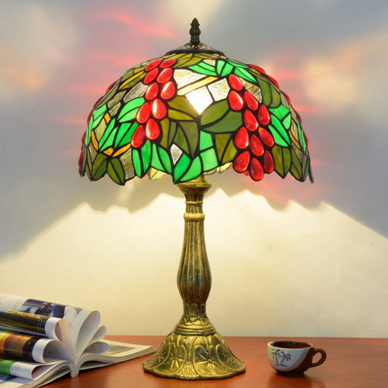 Tiffany Style Table Lamp 1-Light Desk Lamp with Glass Shade for Bedroom