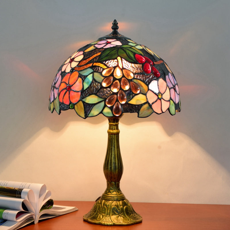 Tiffany Style Table Lamp 1-Light Desk Lamp with Glass Shade for Bedroom