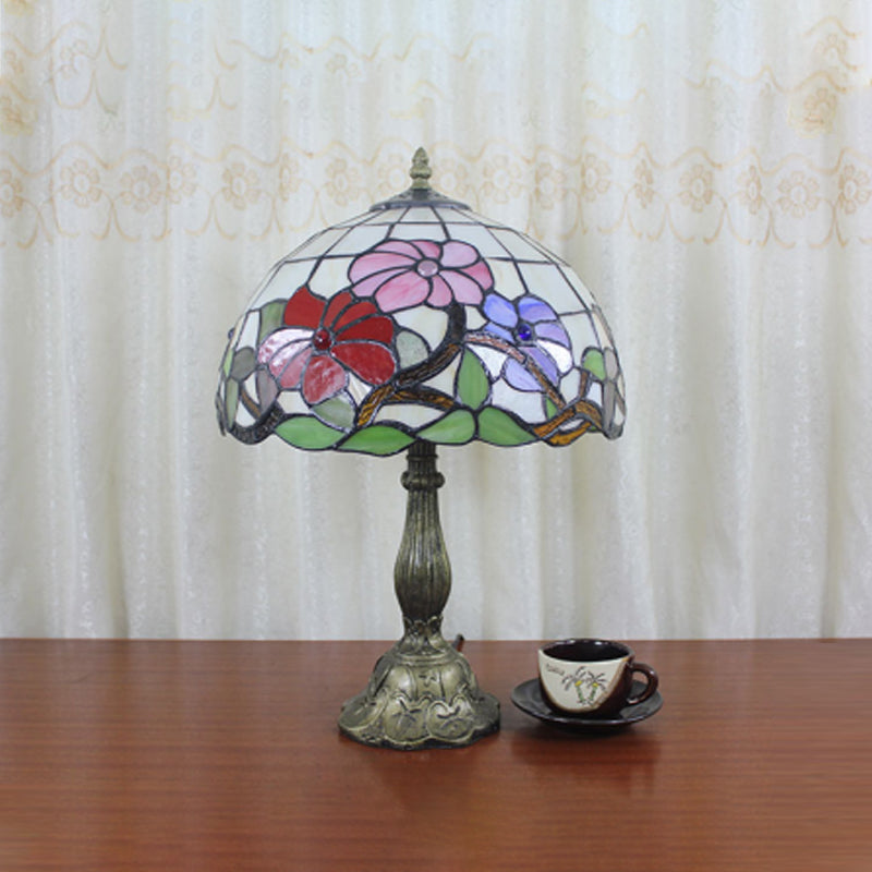 Tiffany Style Table Lamp 1-Light Desk Lamp with Glass Shade for Bedroom