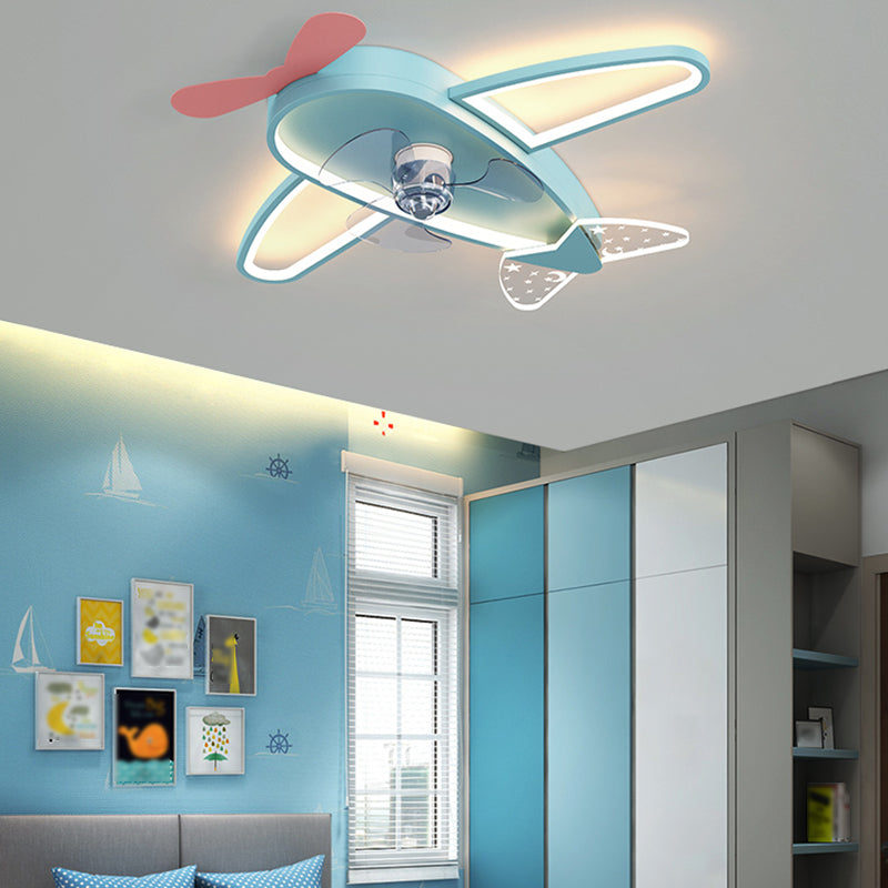 Modern Airplane Ceiling Fan Light Metal 3 Light LED Ceiling Fan for Kid's Room