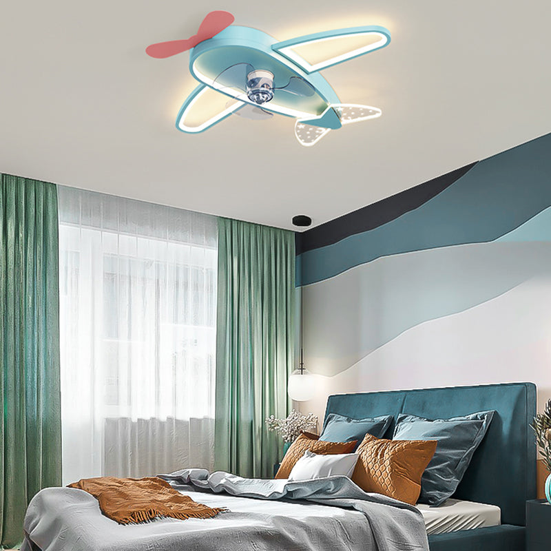 Modern Airplane Ceiling Fan Light Metal 3 Light LED Ceiling Fan for Kid's Room