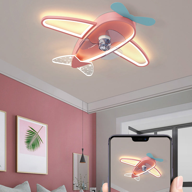 Modern Airplane Ceiling Fan Light Metal 3 Light LED Ceiling Fan for Kid's Room