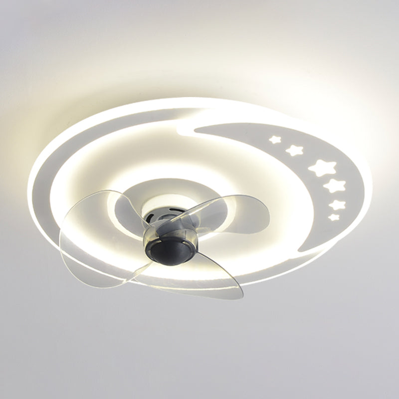 Round LED Ceiling Fan Light Contemporary Metal LED Ceiling Fan for Kid's Room