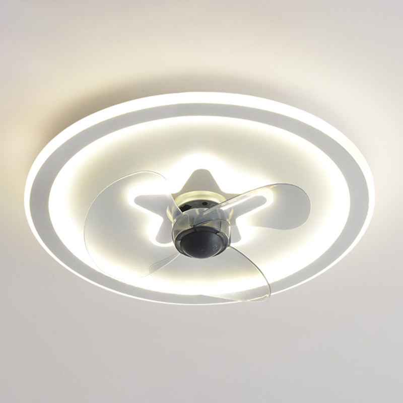 Round LED Ceiling Fan Light Contemporary Metal LED Ceiling Fan for Kid's Room