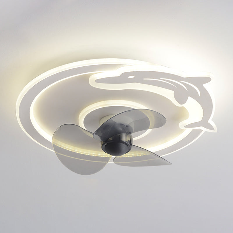 Round LED Ceiling Fan Light Contemporary Metal LED Ceiling Fan for Kid's Room