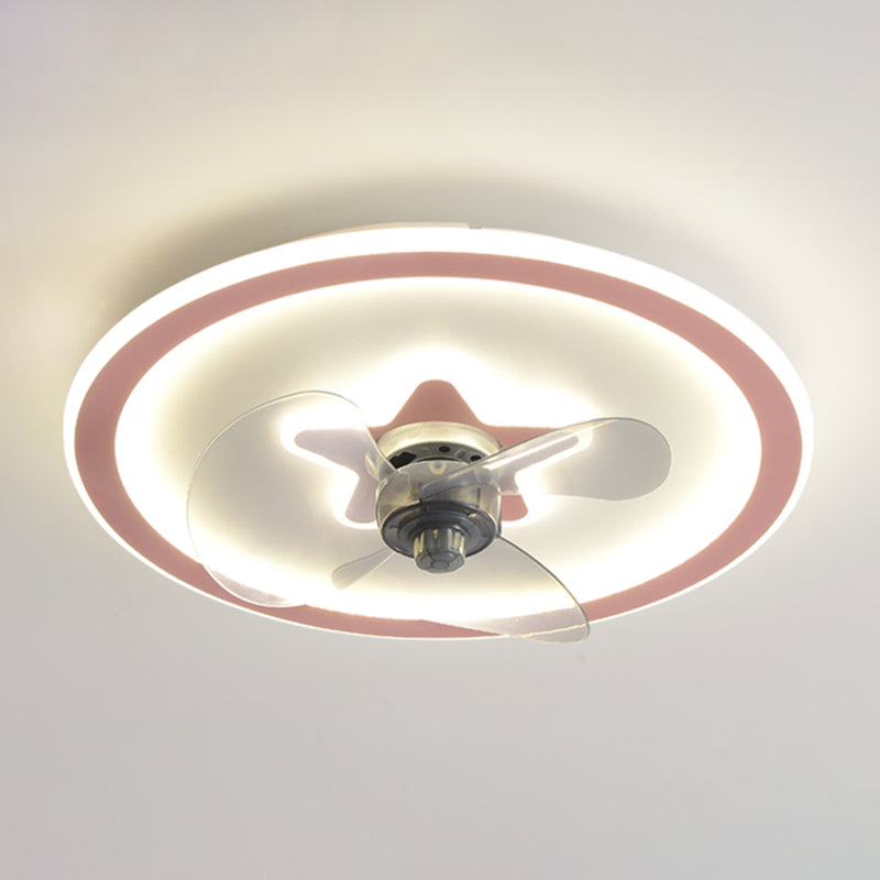 Round LED Ceiling Fan Light Contemporary Metal LED Ceiling Fan for Kid's Room