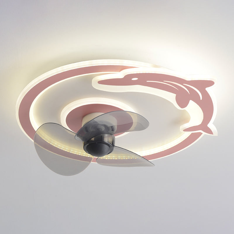 Round LED Ceiling Fan Light Contemporary Metal LED Ceiling Fan for Kid's Room