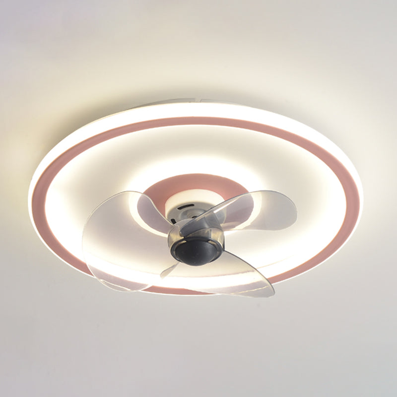 Round LED Ceiling Fan Light Contemporary Metal LED Ceiling Fan for Kid's Room