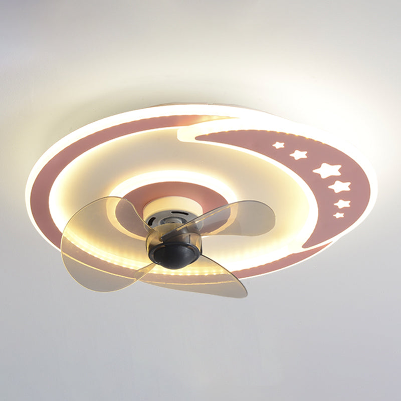 Round LED Ceiling Fan Light Contemporary Metal LED Ceiling Fan for Kid's Room