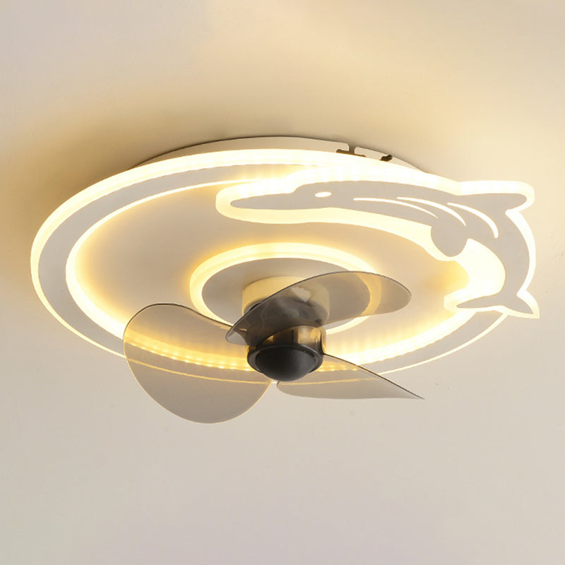 Round LED Ceiling Fan Light Contemporary Metal LED Ceiling Fan for Kid's Room