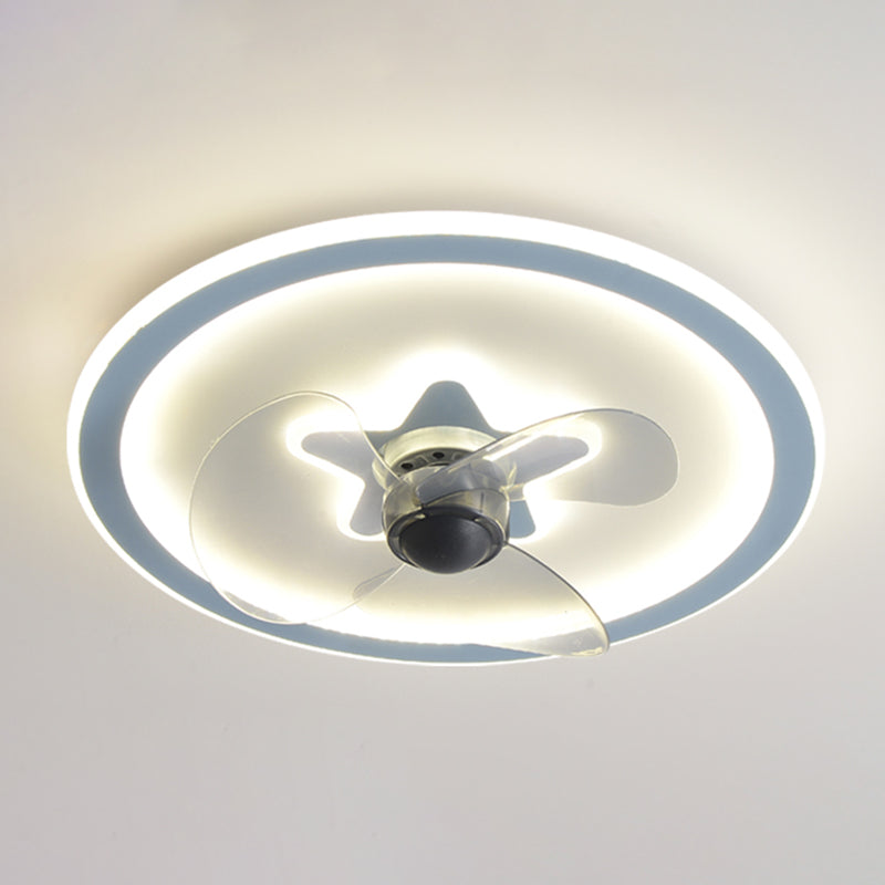 Round LED Ceiling Fan Light Contemporary Metal LED Ceiling Fan for Kid's Room