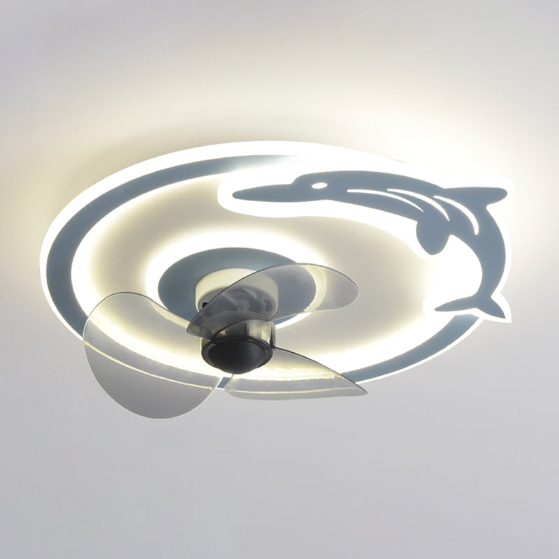 Round LED Ceiling Fan Light Contemporary Metal LED Ceiling Fan for Kid's Room