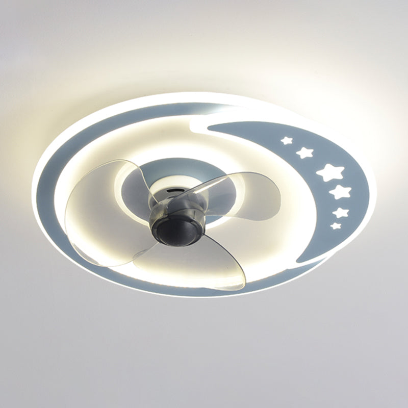 Round LED Ceiling Fan Light Contemporary Metal LED Ceiling Fan for Kid's Room