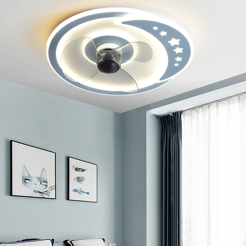 Round LED Ceiling Fan Light Contemporary Metal LED Ceiling Fan for Kid's Room