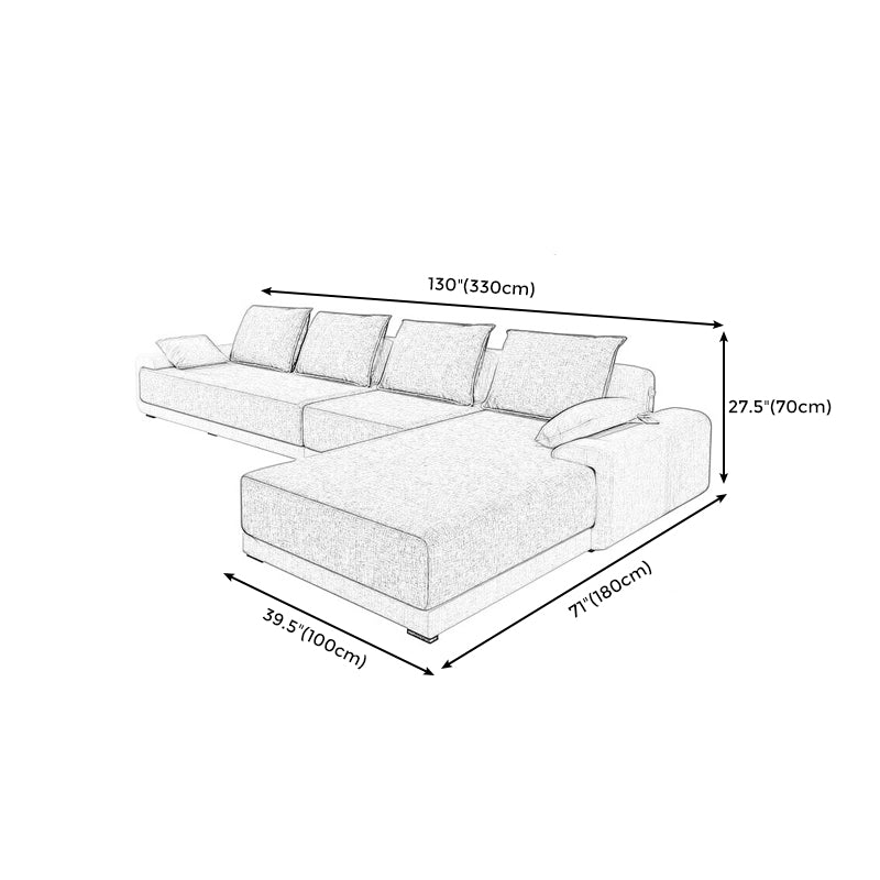 L-Shape Pillowed Back Cushions Pillow Top Arm Sectional with Slipcovered