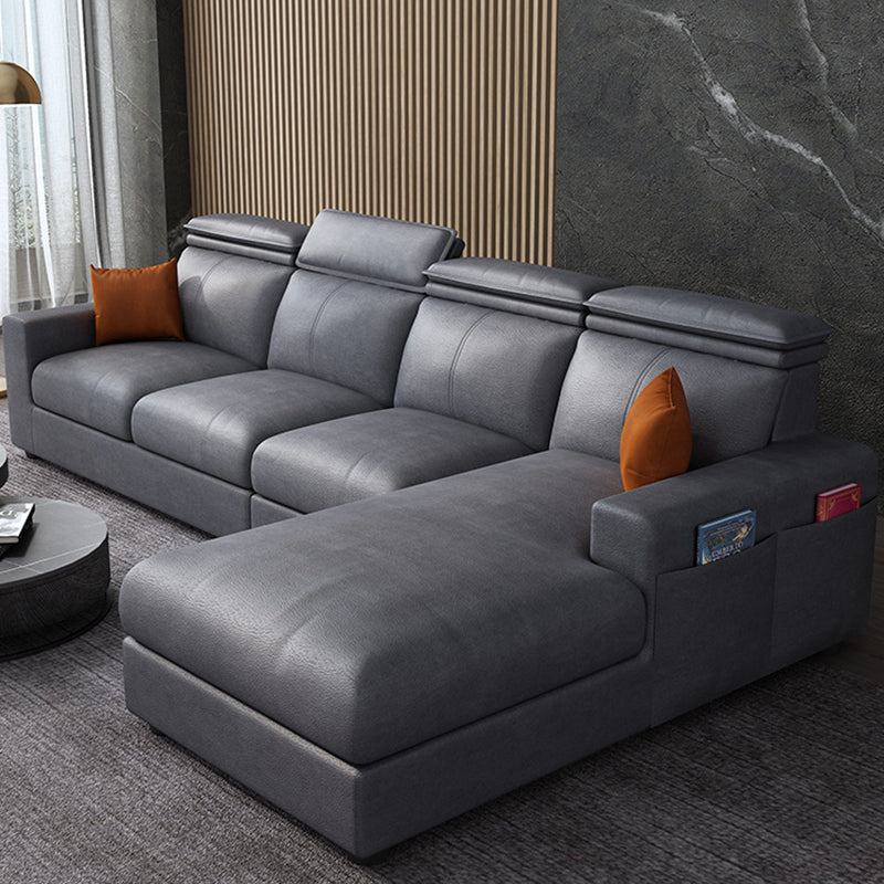 Square Arm Grey Cushion Back Modern Storage Living Room Sofa