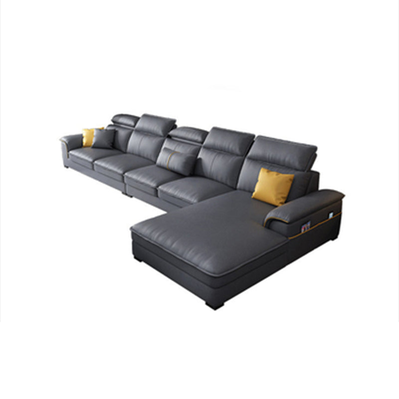 Square Arm Grey Cushion Back Modern Storage Living Room Sofa