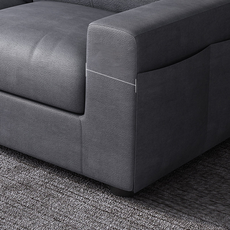 Square Arm Grey Cushion Back Modern Storage Living Room Sofa