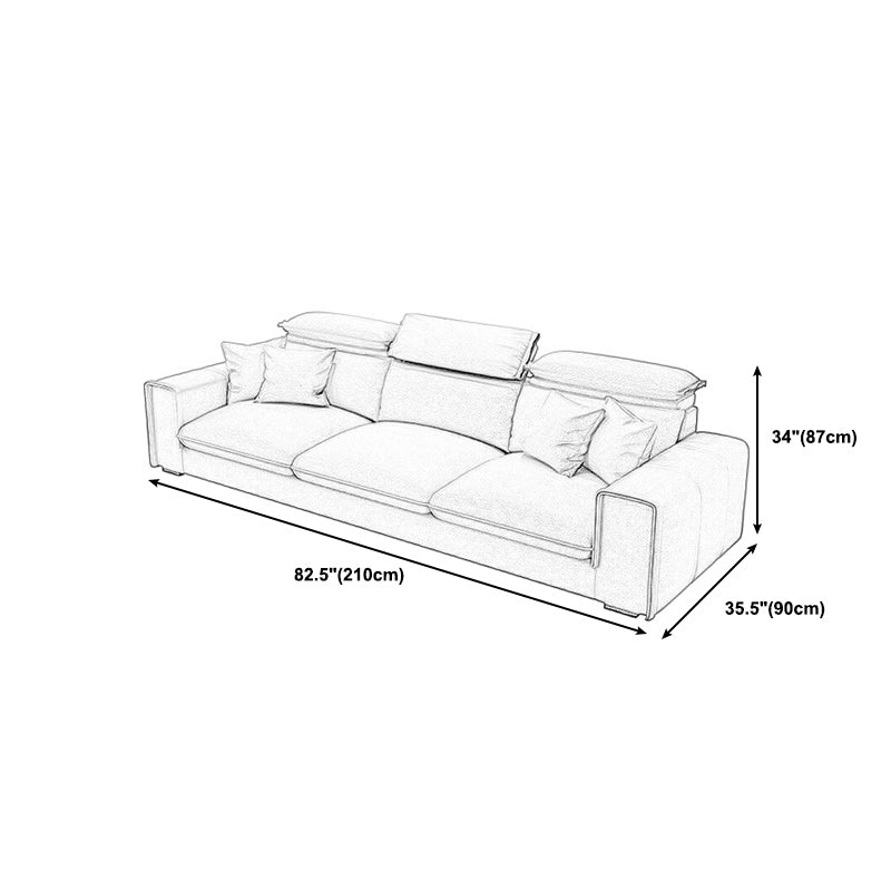 Ultra-Modern Sewn Pillow Back Square Arm Sofa with Slipcovered for Living Room