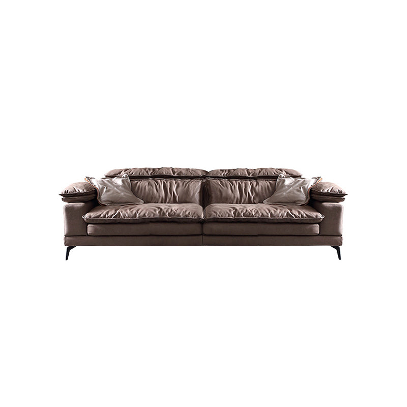 Brown Down Fill Cushions Sofa and Chaise Pillow Top Arm Settee Furniture