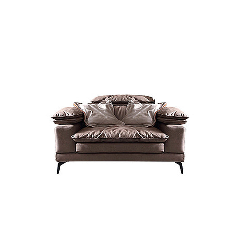 Brown Down Fill Cushions Sofa and Chaise Pillow Top Arm Settee Furniture