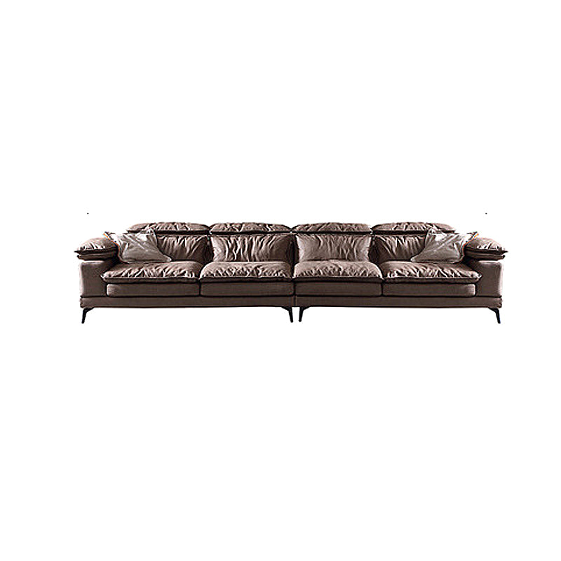 Brown Down Fill Cushions Sofa and Chaise Pillow Top Arm Settee Furniture