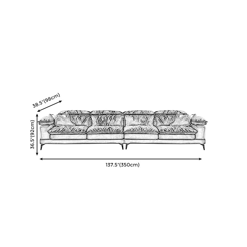 Brown Down Fill Cushions Sofa and Chaise Pillow Top Arm Settee Furniture