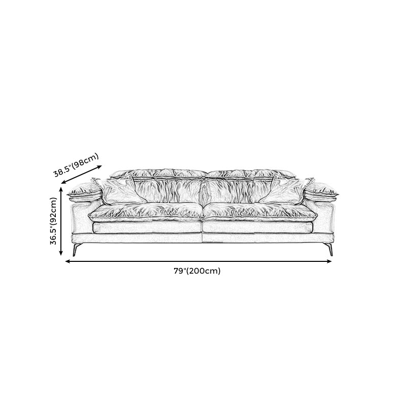 Brown Down Fill Cushions Sofa and Chaise Pillow Top Arm Settee Furniture