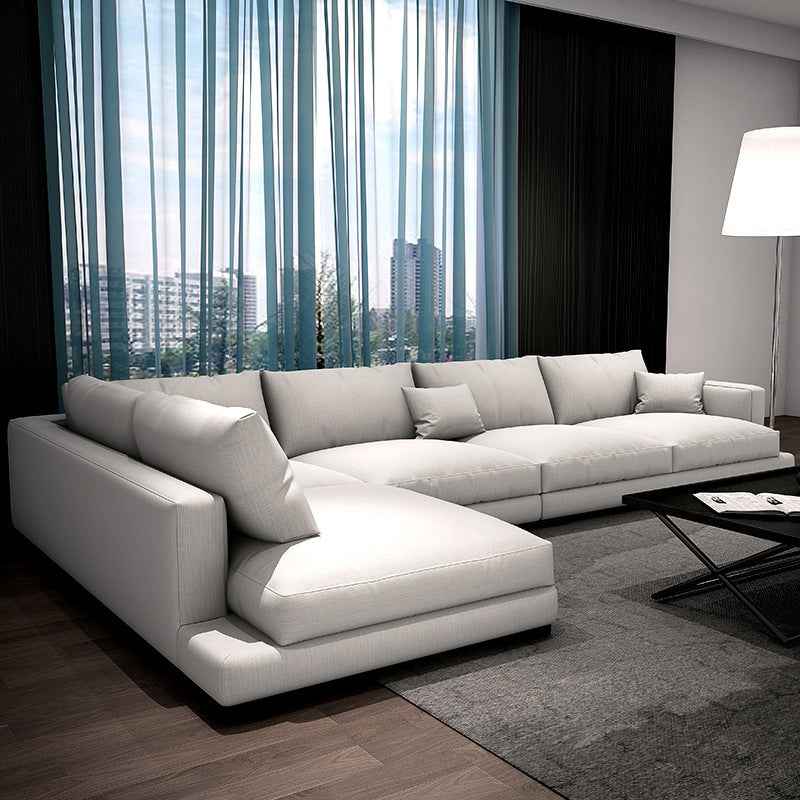 Square Arm  Sectional for Living Room with Pillowed Back Cushions