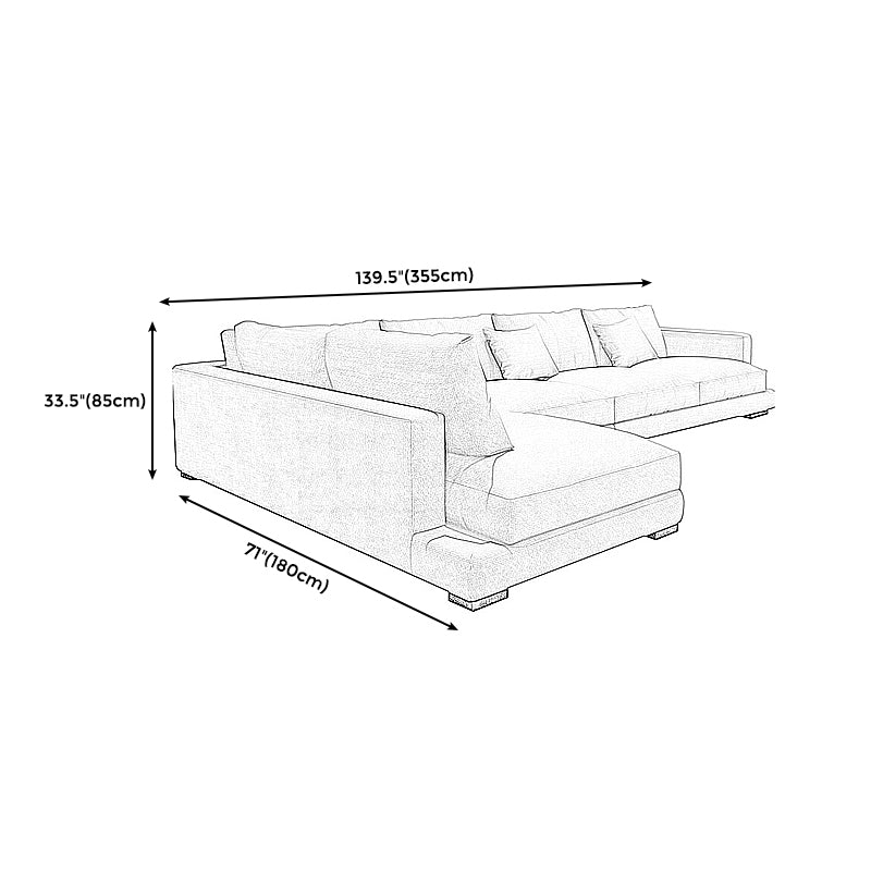 Square Arm  Sectional for Living Room with Pillowed Back Cushions