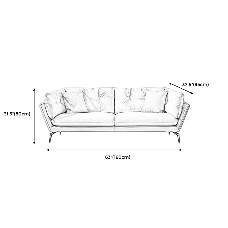 31 " High Modern Faux Leather Flared Arm Standard Sofa with Cushions for Apartment