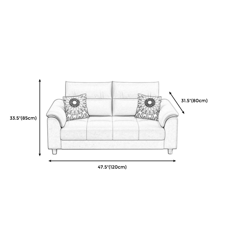 Beige Contemporary Biscuit Back Sofa 33.46"High Pillow Top Arm Sofa