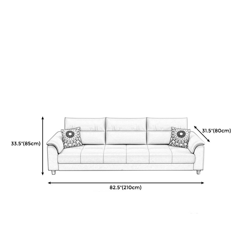 Beige Contemporary Biscuit Back Sofa 33.46"High Pillow Top Arm Sofa