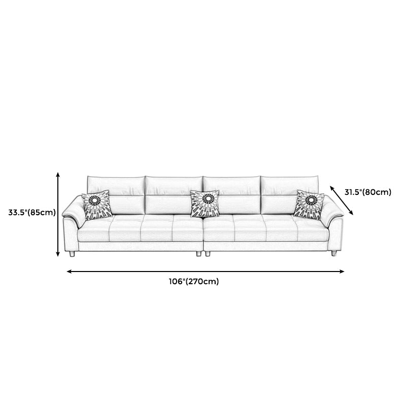 Beige Contemporary Biscuit Back Sofa 33.46"High Pillow Top Arm Sofa