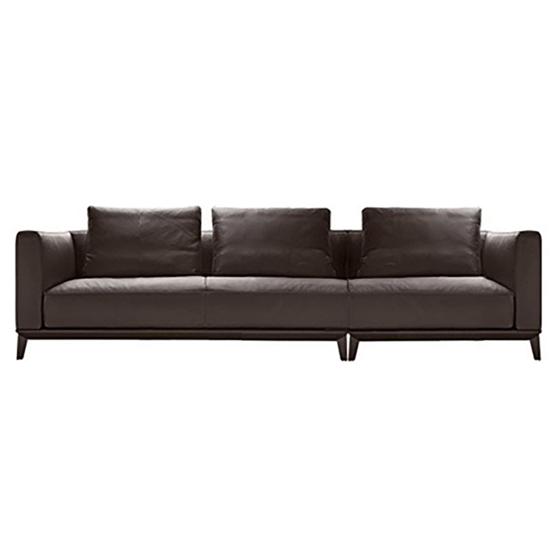 31" High Contemporary Square Arm Standard Sofa with Cushions for Living Room, Dark Brown