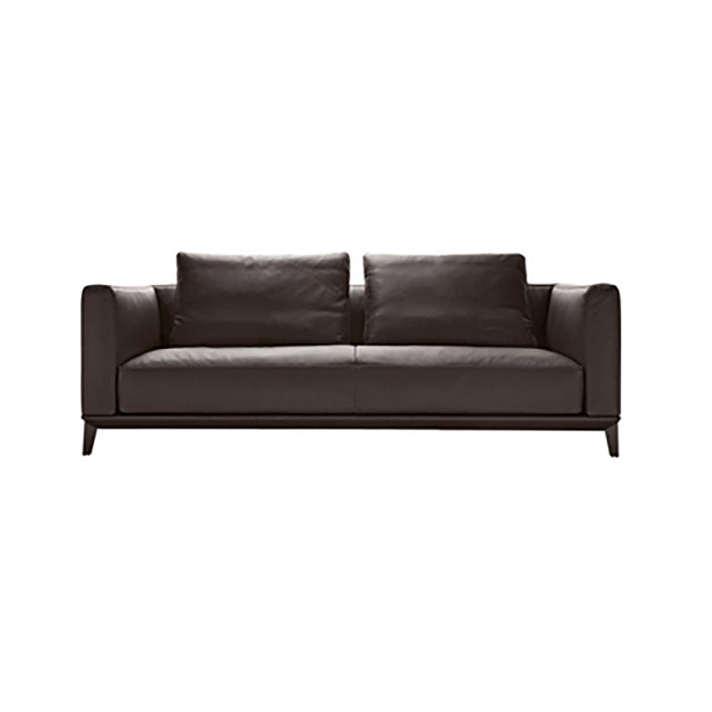 31" High Contemporary Square Arm Standard Sofa with Cushions for Living Room, Dark Brown