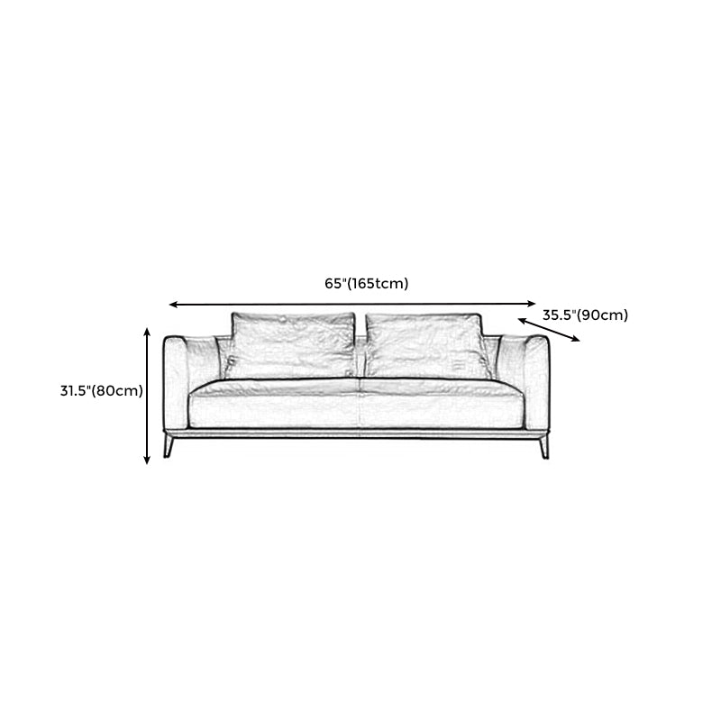 31" High Contemporary Square Arm Standard Sofa with Cushions for Living Room, Dark Brown