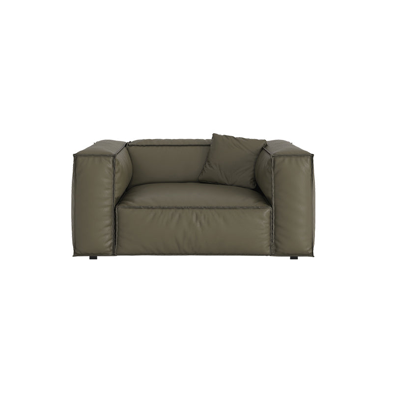 27" High Contemporary Square Arm Standard Sofa for Living Room, Forest Green