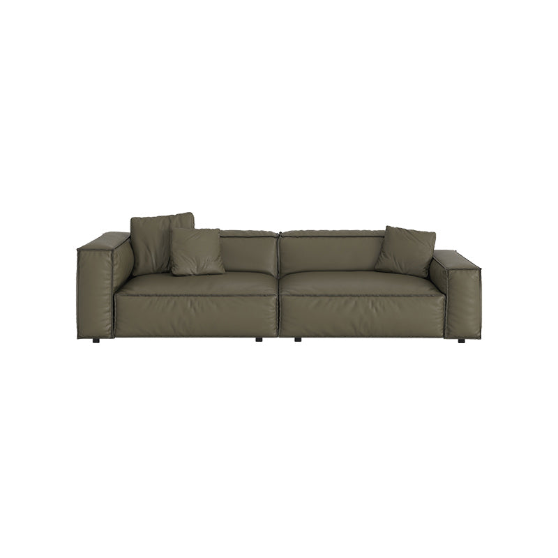 27" High Contemporary Square Arm Standard Sofa for Living Room, Forest Green