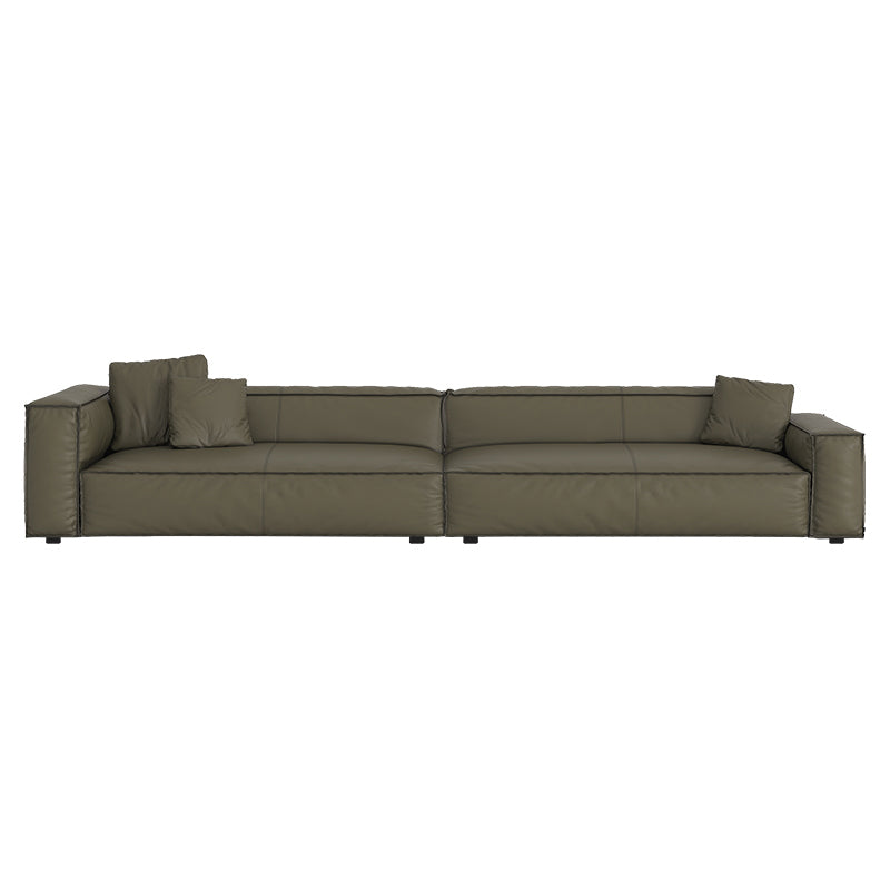 27" High Contemporary Square Arm Standard Sofa for Living Room, Forest Green