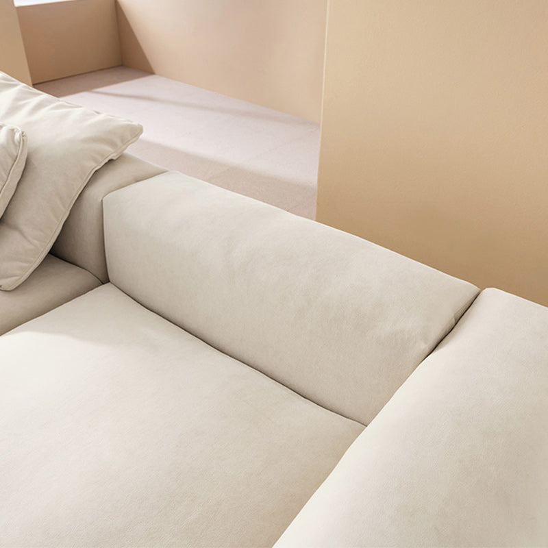 Creamy-White Contemporary Microsuede Tuxedo Arm Sofa for Living Room, Apartment