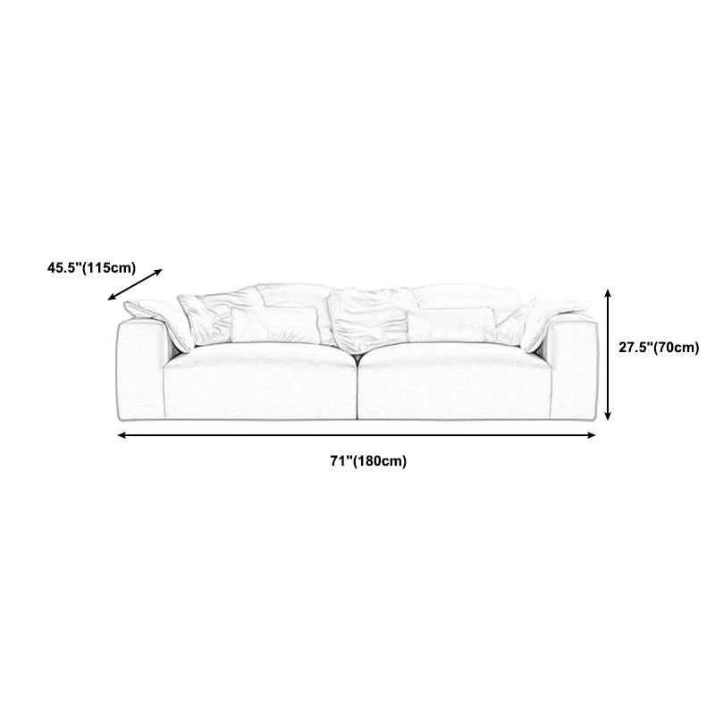 Creamy-White Contemporary Microsuede Tuxedo Arm Sofa for Living Room, Apartment