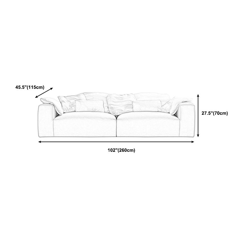 Creamy-White Contemporary Microsuede Tuxedo Arm Sofa for Living Room, Apartment