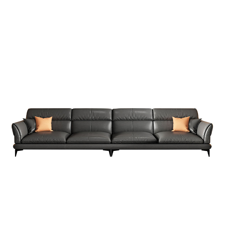 Dark Gray Genuine Leather Pillow Top Arm Modern Sofa/Sectional for Apartment